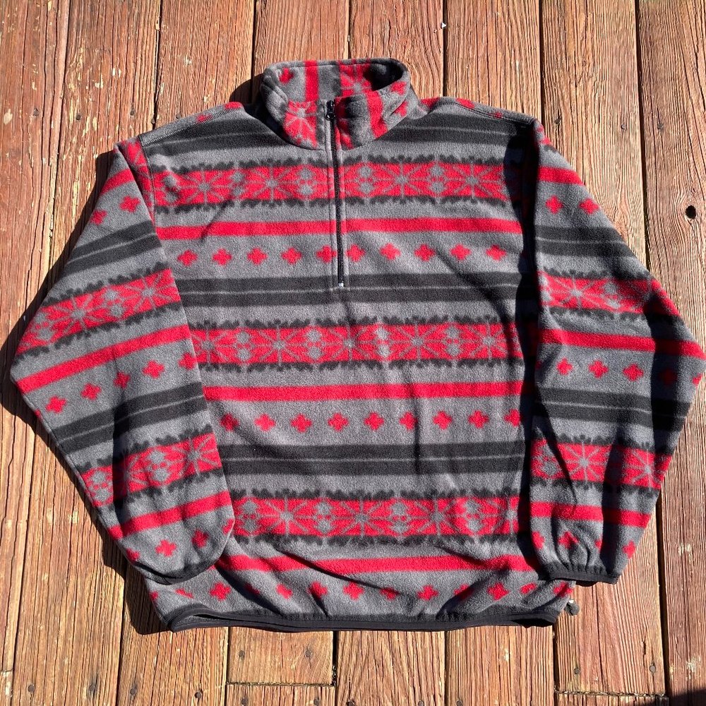 Vintage 1990s Nautica Fleece Nautech 1/4 Zip Aztec